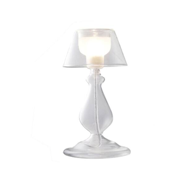 BAZZ Bolo Series 9 in. Clear Glass Table Lamp with White Frosted Glass Shade