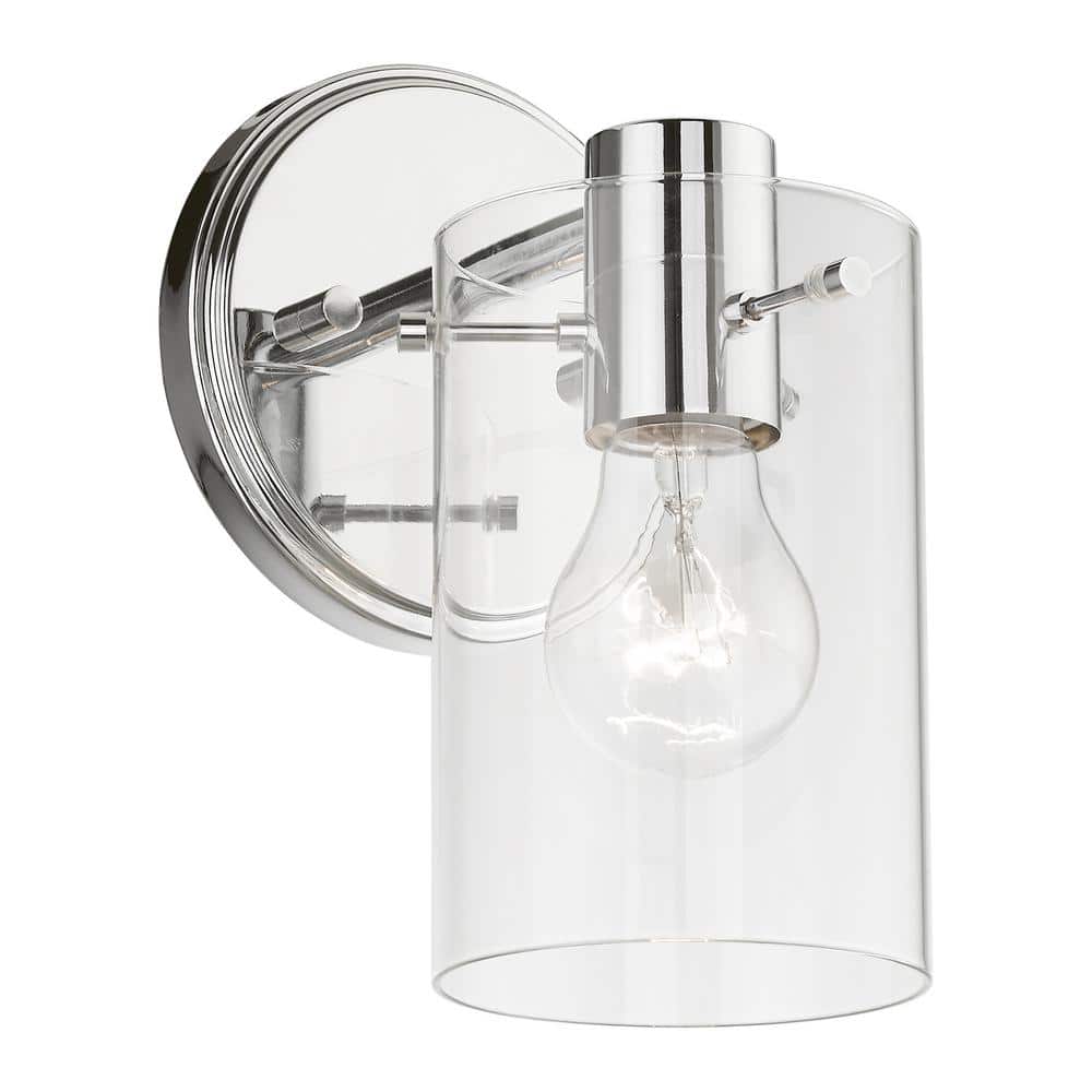 Polished Chrome Clear Glass Single Light Sconce