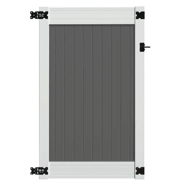 SIXTH AVENUE BUILDING PRODUCTS SUPPLYING THE WORLD Wexford 3.5 ft. x 6 ft. Gray and White Vinyl Privacy Fence Gate