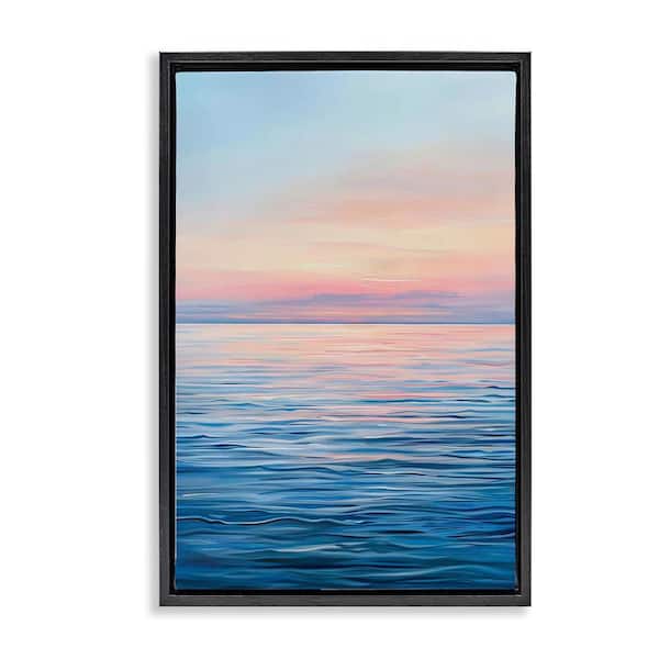 Stupell Industries Sunrise over Ocean Gradient by LSR Design Studio Black Floater Frame Nature Graphic Art Print 31 in. x 21 in.