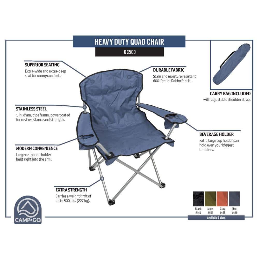 Green Heavy Duty Folding Camp Chair with Cup Holders