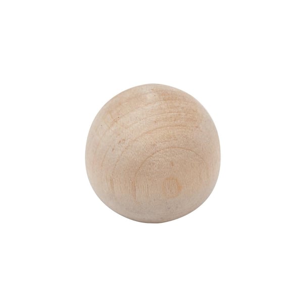 Waddell Ball Knob 2-Pack with 1.25 in. Screws - 1.5 in. Dia. - Select Unfinished Hardwood - DIY Drawer and Cabinet Knob