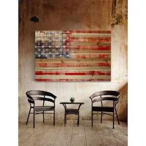 16 in. H x 24 in. W "American Flag" by Marmont Hill Printed Natural Pine Wood Wall Art
