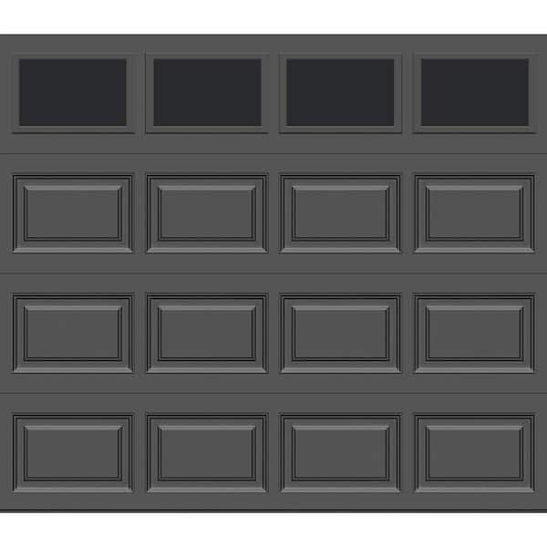 Classic Steel Short Panel 9 ft. x 7 ft. Insulated 18.4 R-Value Charcoal Garage Door with windows