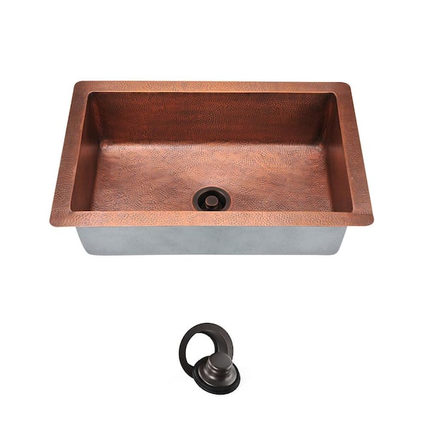 MR Direct Undermount Copper 33 in. Single Bowl Kitchen Sink with Flange