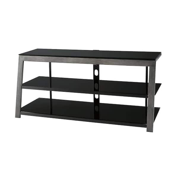 Benjara 48 in. Black and Gray Metal TV Stand Fits TVs up to 40 in. with 3 Shelves