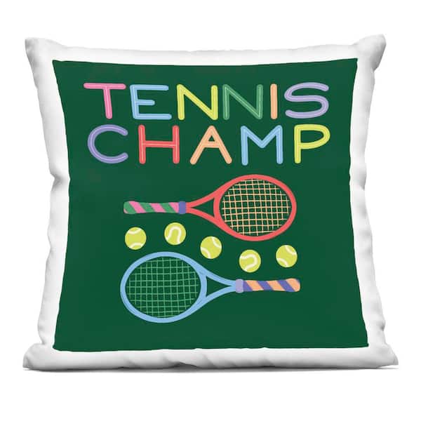 Stupell Industries Tennis Champ Racket & Balls Green Abstract Polyester 18 in. X 18 in. Throw Pillow