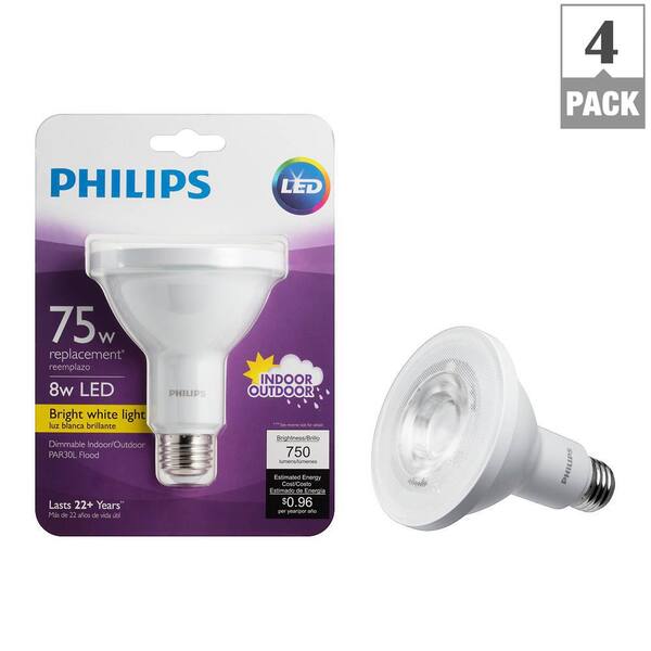 Philips 75 Watt Equivalent Par30l, Led Outdoor Flood Light Bulbs Home Depot