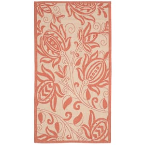 Courtyard Natural/Terracotta Doormat 2 ft. x 4 ft. Border Indoor/Outdoor Patio Area Rug