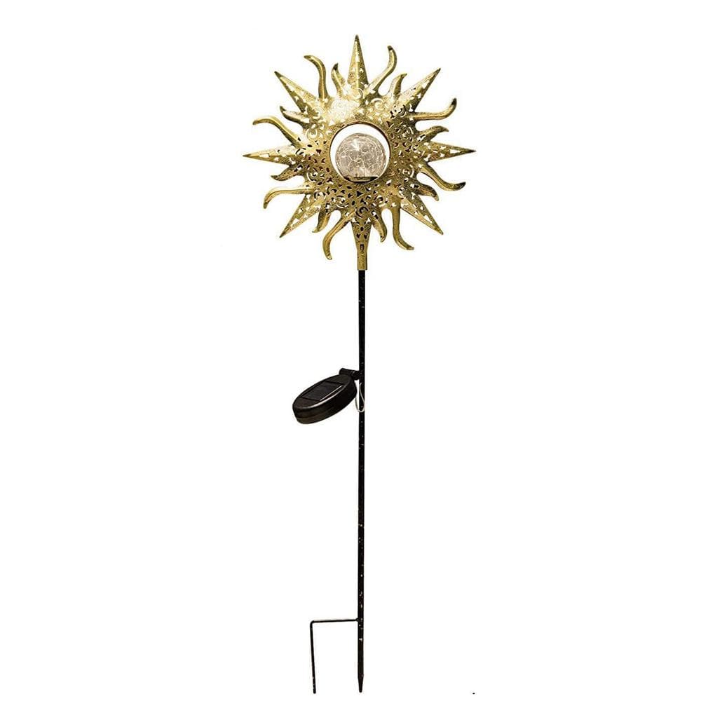 Gold Metal Solar Lights Garden Outdoor Waterproof Metal Decorative Stakes f