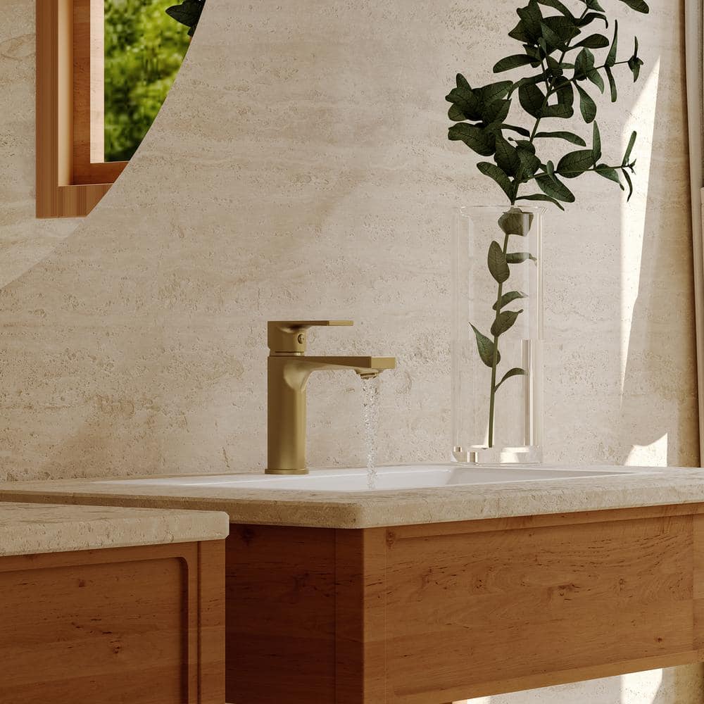 Brushed Gold Stainless Steel Single Handle Bathroom Faucet
