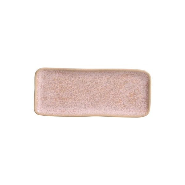 8.66 in. Litchi Pink Stoneware Rectangular Platter Organic (Set of 4)