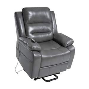 Gray Faux Leather Standard (No Motion) Recliner with Power Lift