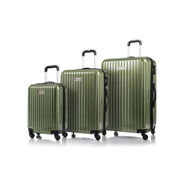Unbranded CHAMPS Rome 28 in.,24 in., 20 in. Green Hardside Luggage Set with Spinner Wheels (3-Piece)