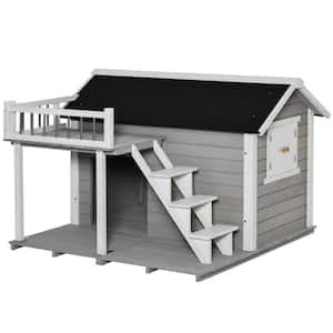 PawHut 2-Story Indoor/Outdoor Wood Cat Dog House Shelter