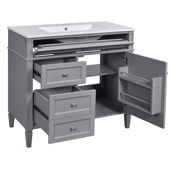 yuuu.　36 Ziyudura 36 in. Single Sink Freestanding Gray Bath Vanity with