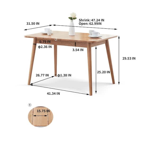 Noble House Nicole Light Oak Wood 31.50 in. W 4 Leg Extendable