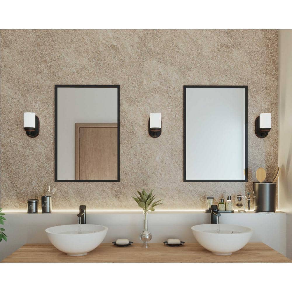 Rubbed Bronze 8" Wall Sconce with Etched Opal Glass