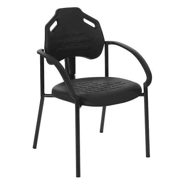 Ergonomic Urethane Guest Arm Chair in Black Finish Frame