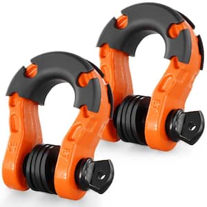 2 Pack 3/4 in. D-Ring Shackle Steel Shackles Cable 30 T Break Strength Heavy Duty Recovery Shackle Cables