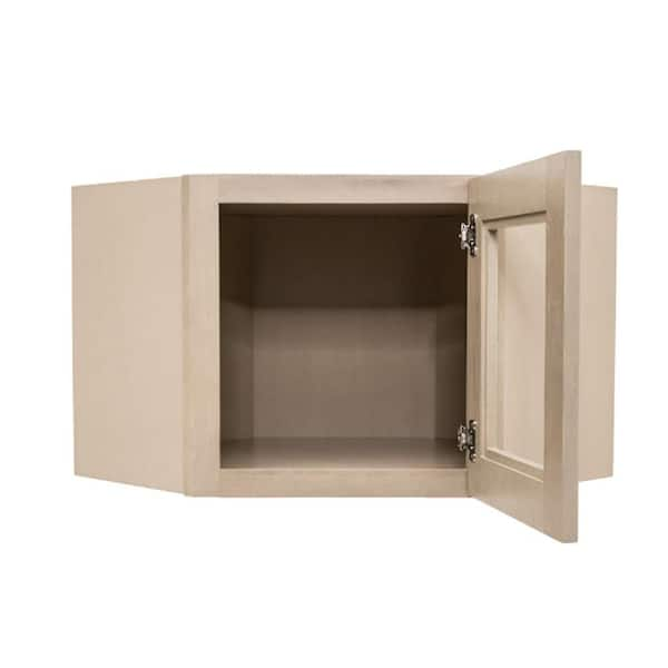 Lifeart Cabinetry Lancaster Shaker Assembled 24x18x12 In Wall Diagonal Mullion Door Corner Cabinet With 1 Door In Stone Wash Alsw Wdcmd2418 The Home Depot