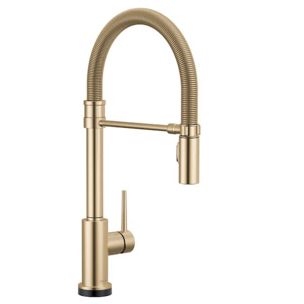 Trinsic Touch2O Touchless Gold Champagne Bronze 20.44 in. H Pull Down Sprayer Kitchen Faucet 360° Spout Swivel