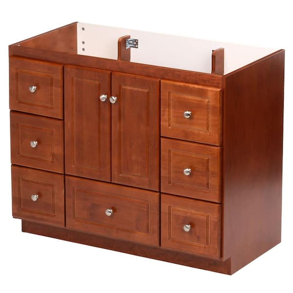 Ultraline 42 in. W x 21 in. D x 34.5 in. H Bath Vanity Cabinet without Top in Medium Alder