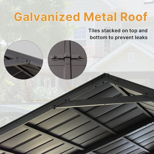 Zerpod 12 ft. W x 22 ft. D Gray Metal Carport, Car Canopy and