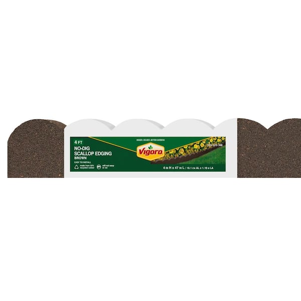 47 in. x 2 in. x 4 in. Brown Scalloped Rubber Garden Edging
