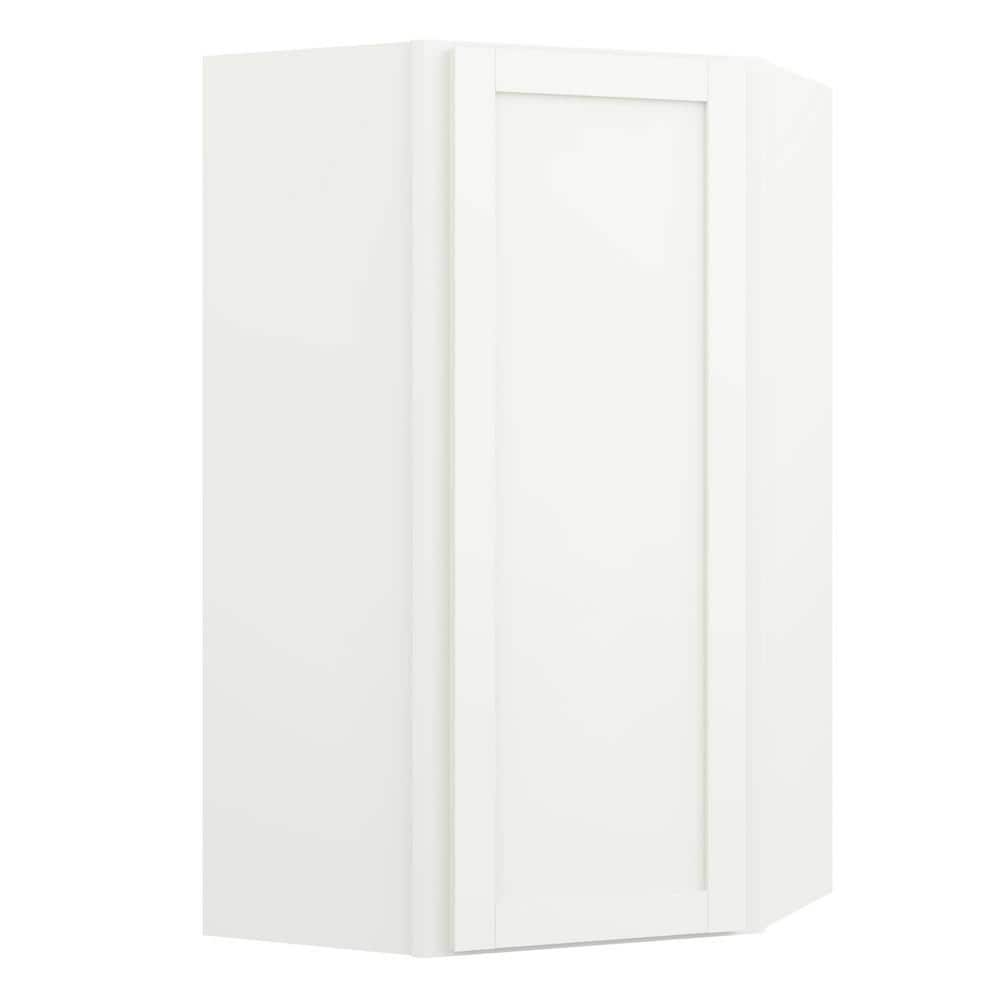 Hampton Bay Courtland Polar White Finish Laminate Shaker Stock Assembled Corner Wall Kitchen Cabinet 24 in. x 42 in. x 24 in.