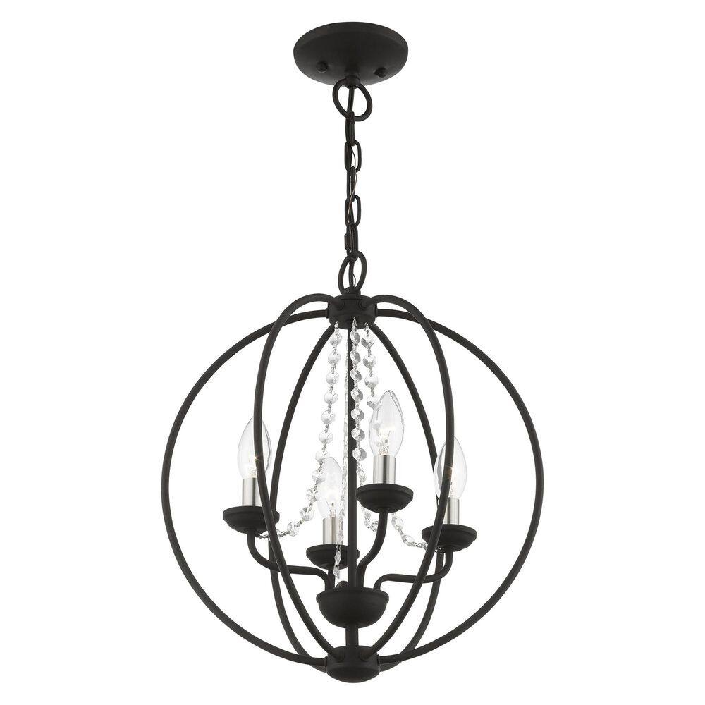 Arabella Black Nickel 4-Light Orb Chandelier with Draping Crystals
