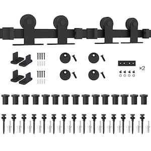 18 ft./216 in. Top Mount Sliding Barn Door Hardware Track Kit for Double Doors with Non-Routed Floor Guide