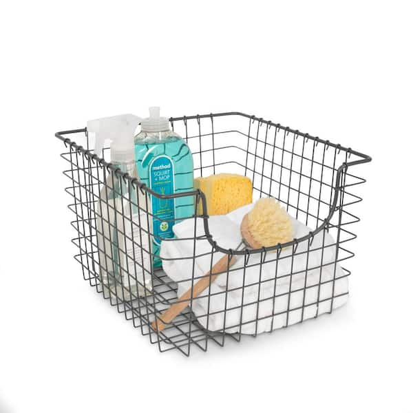 Spectrum Scoop 13 in. D x 12 in. W x 8 in. H Medium Industrial Gray Steel  Wire Storage Bin Basket Organizer 98976 - The Home Depot