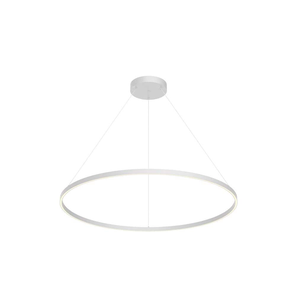 Cerchio Sleek White Aluminum LED Chandelier 47"