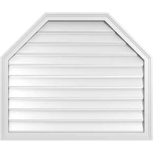 38 in. x 32 in. Octagonal Top Surface Mount PVC Gable Vent: Functional with Brickmould Frame