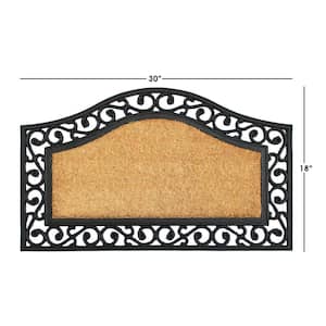Natural 18 in. x 30 in. Rubber Coir Irongate Trellis Striped Doormat