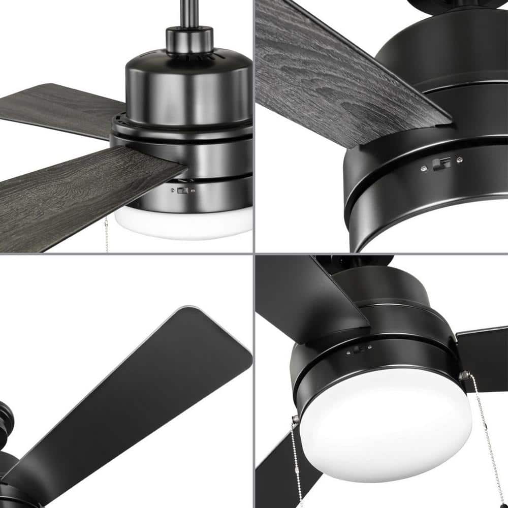 Trevina V Matte Black 52" Ceiling Fan with LED Light