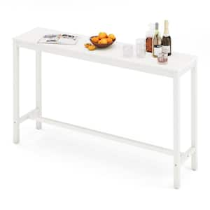 63 in. White Standard Rectangle Solid Acacia Wood Console Table Entryway Table Narrow Hall Table Sofa Table