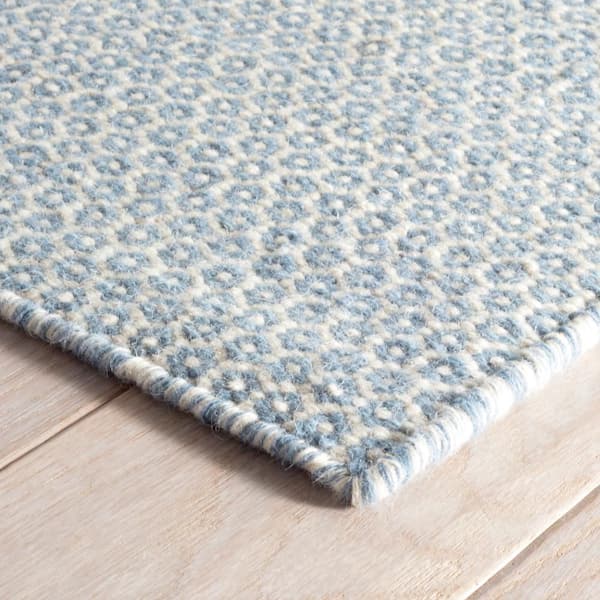 Honeycomb Handwoven Wool French Blue/Ivory 3 ft. x 5 ft. Indoor Area Rug