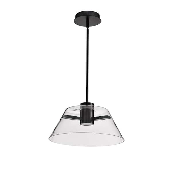 Edmond 18-Watt 1-Light Matte Black Transitional Integrated LED Pendant Light with Clear Glass Shade