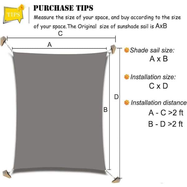 workpoint 20 ft. x 26 ft. Gray Rectangle Sun Shade Sail for