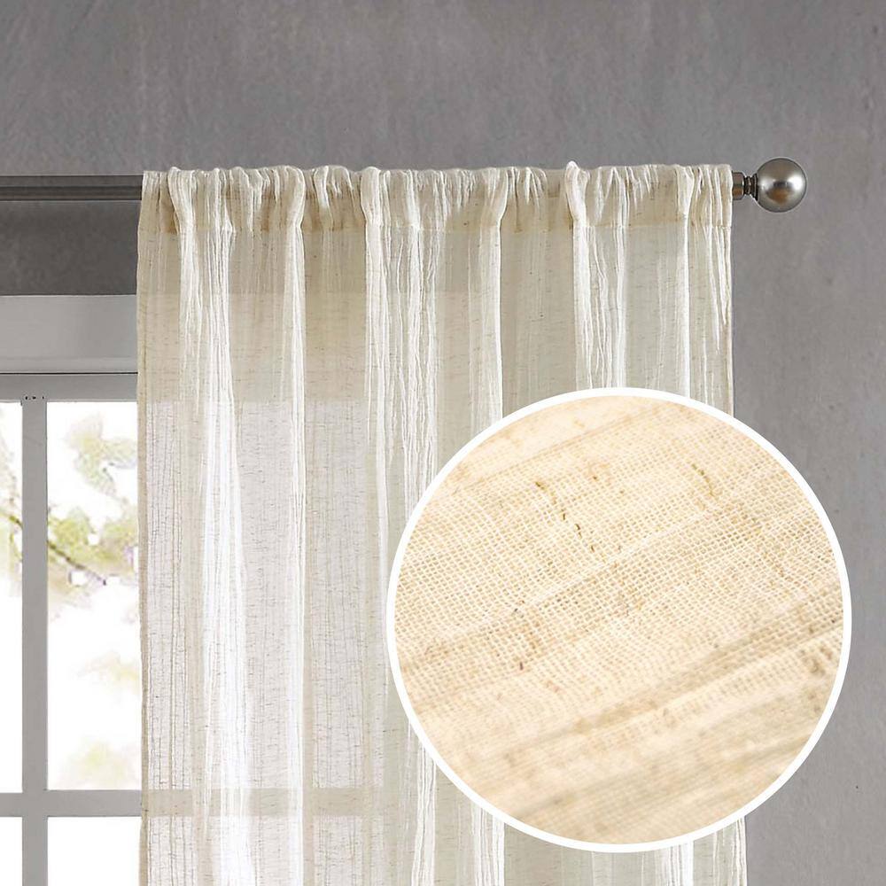 Natural Light-Filtering Linen Blend Curtain Panels, 50'' W x 96'' H