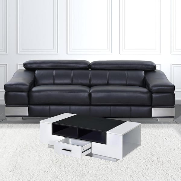 HomeRoots 47 in. Brown Rectangle Wood Coffee Table with Storage
