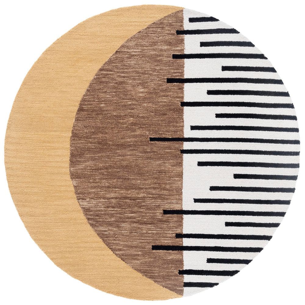 Novelty 6 ft. x 6 ft. Brown/Beige Two-Tone Striped Round Area Rug price history on PriceWatchPro
