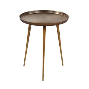 Everts 19 in. x 23.25 in. Antique Brass Round Metal End Table
