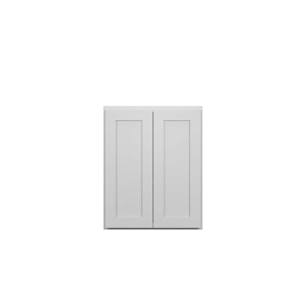 Kunal Kitchens Bedford Shaker 27 in. W x 30 in. H x 12 in. D in Painted White Plywood Assembled Wall Cabinet