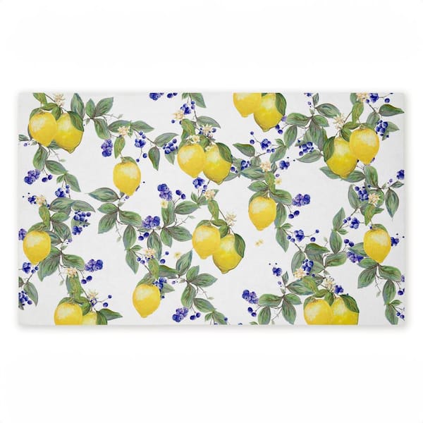 Lemony Vine Pattern Green 18 in. x 30 in. Polyester Non-Slip Outdoor Door Mat