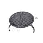 21.25 in. Round Steel Portable Wood Fire Pit with Folding Legs, Carry Bag, Screen, Screen Lift, Log Grate, Cooking Grid