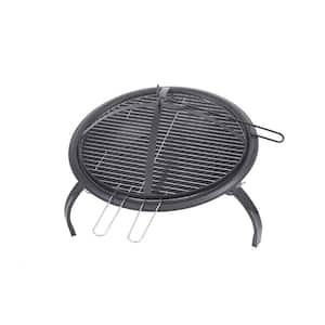 21.25 in. Round Steel Portable Wood Fire Pit with Folding Legs, Carry Bag, Screen, Screen Lift, Log Grate, Cooking Grid