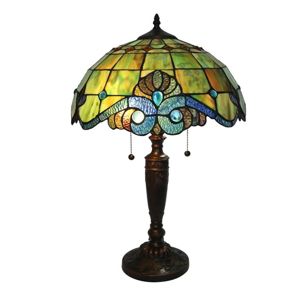Serena D'italia Tiffany Pearl 25 in. Bronze Vintage Table Lamp-DYL8077TL - The Depot